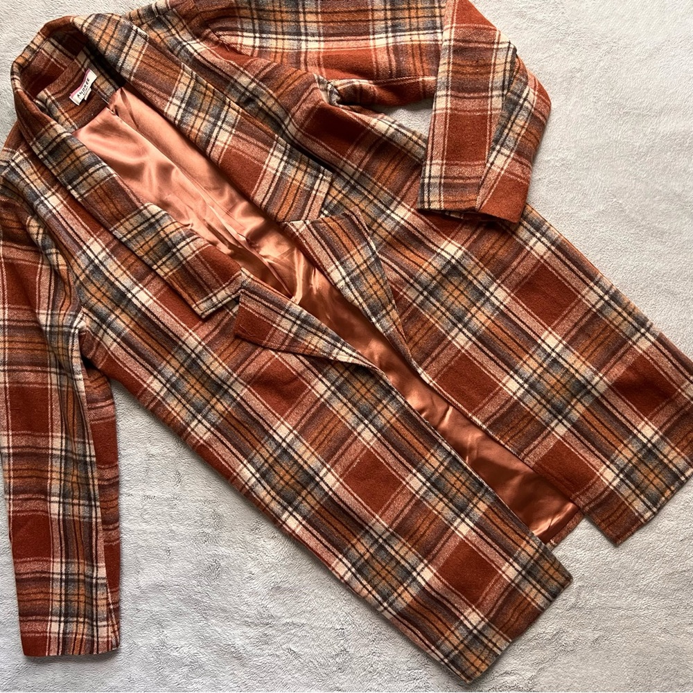 Roolee Rust Plaid Trench Coat